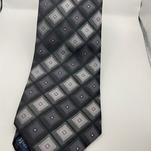 John Ashford Black and Gray Geometric Tie